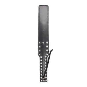 Faux Leather Long Studded Paddle - Black