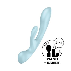Satisfyer Triple Oh light G-Spot Rabbit Rechargeable Vibrator - Blue