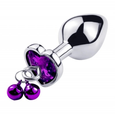 Small Metal Heart Anal Plug Ring My Bells with Purple Crystal