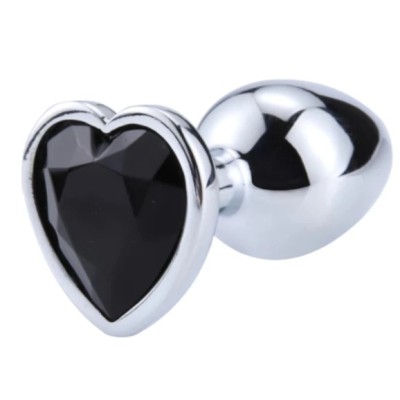 Hearty Metal Butt Plug Small, Silver with Color Crystal - Assorted Colors