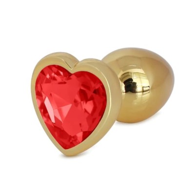 Hearty Metal Butt Plug Medium, Gold with Color Crystal - Assorted Colors