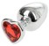 Hearty Metal Butt Plug Large Silver with Color Crystal