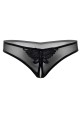Indra crotchless beaded thong-Black
