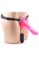 Strap On With G Spot 20 cm Vibrator 10 Vibe Modes - Pink
