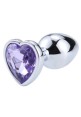 Hearty Metal Butt Plug Small Silver with Color Crystal