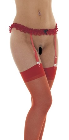 SUSPENDERBELT WITH STOCKINGS-RED