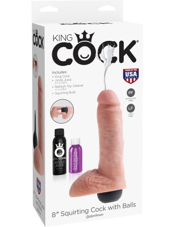 King Cock 8" Squirting Cock w/ Balls-Flesh