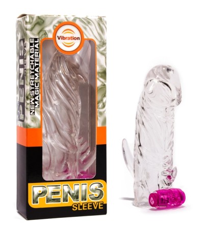 Penis Sleeve With Vibration, TPR Material, 13 x 3,8 cm