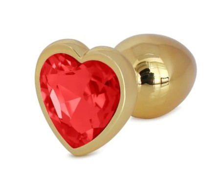 Hearty Metal Butt Plug Medium, Gold with Color Crystal - Assorted Colors