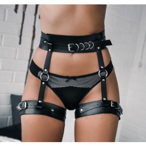 Faux Leather Double Suspenders