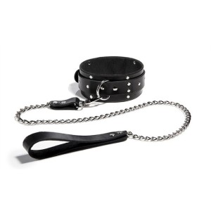Leather Collar & Chain