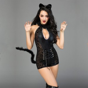 Sexy Cat Woman Costume Leopard / Black - S/M