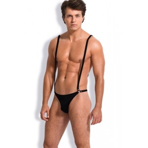 Black Men's Bikini With Elastic Straps - O/S
