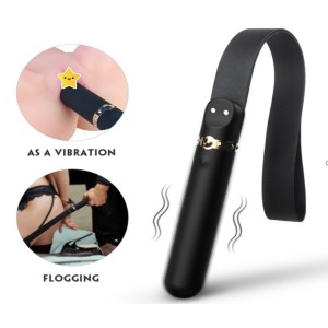 Rizey Vibrator & Whip, 9 Vibration Modes, Silicon, USB Rechargeable- Black