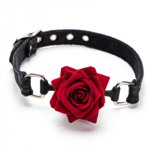 Silicone Red Rose Mouth Gag - Red/Black