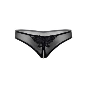 Indra crotchless beaded thong-Black