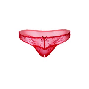 Crotchless floral lace string-Red