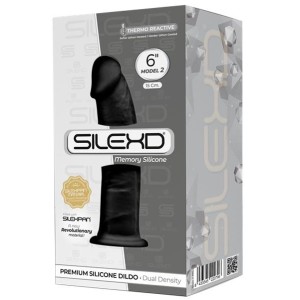 Silexd Double Density Thermo Reactive Silicone Dildo.15 cm - Black