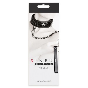 Sinful Collar with Leash- Black