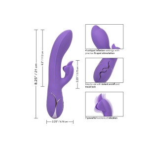 Inflatable G-Flutt Rabbit Rechargeable Silicone Vibrator - Purple