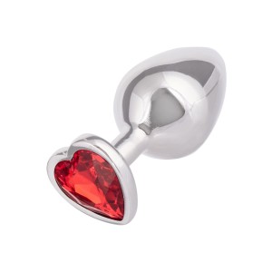 Aluminium Jewel Large Ruby Heart Butt Plug