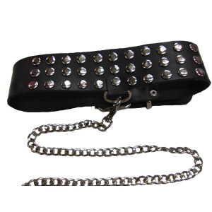 Faux Leather Collar with Chain