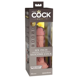 King Cock Elite 6" Dual Density Vibrating Silicone Cock - Light Skin