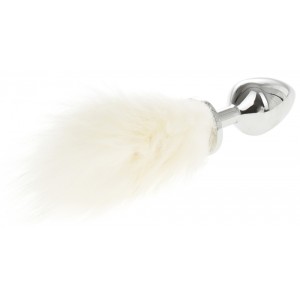 Anal Stopper Alicia Medium Metallic Silver / White - 8.1 Cm