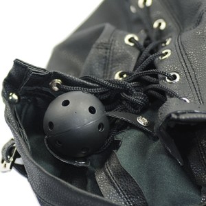 Complete Full Face Mask with Ball Gag, Ecological Leather