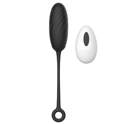 Vibrating Egg Pearl Love Egg, 10 Vibration Modes, Remote Control, Silicone, USB, Black, 19.5 cm