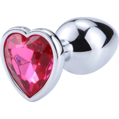 Hearty Metal Butt Plug Large, Silver with Color Crystal - Assorted Colors
