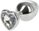 Hearty Metal Butt Plug, Medium,  Silver with Color Crystal - Assorted Colors