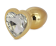 Hearty Metal Butt Plug Medium, Gold with Color Crystal - Assorted Colors